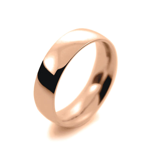 Mens 6mm 9ct Rose Gold Court Shape Heavy Weight Wedding Ring