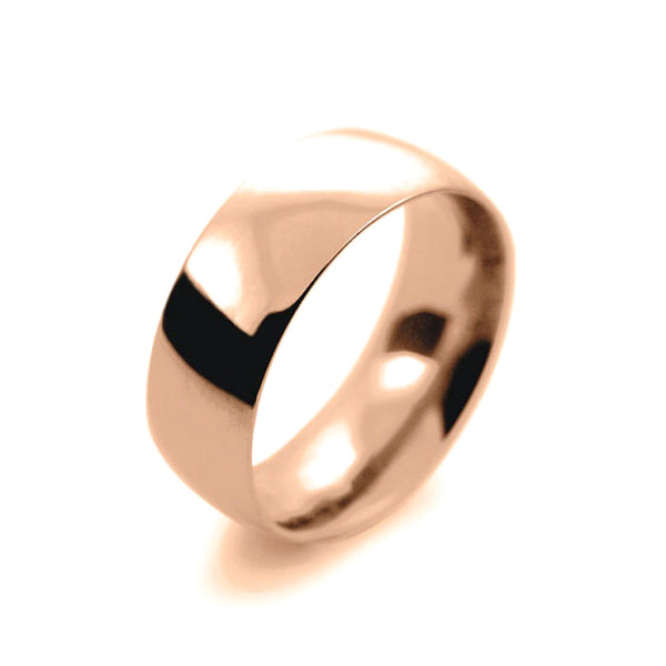 Mens 8mm 9ct Rose Gold Court Shape Heavy Weight Wedding Ring