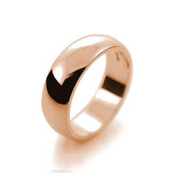 Mens 7mm 9ct Rose Gold D Shape Heavy Weight Wedding Ring