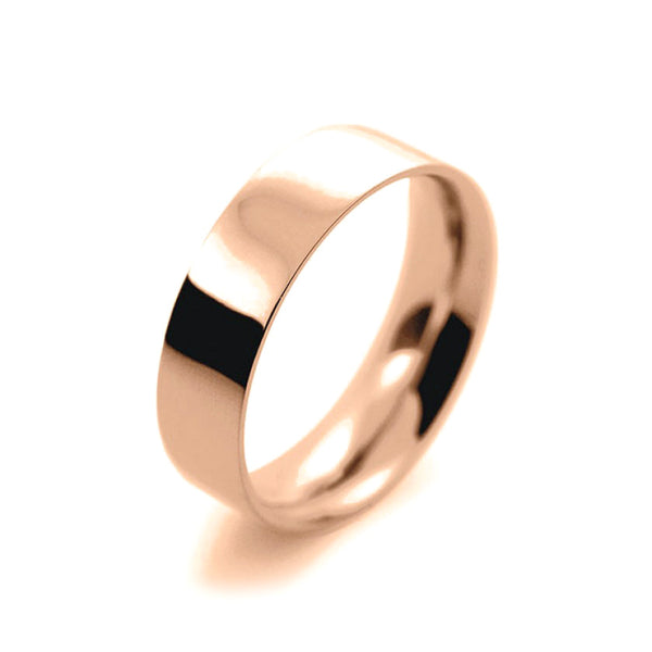 Mens 6mm 9ct Rose Gold Flat Court shape Medium Weight Wedding Ring