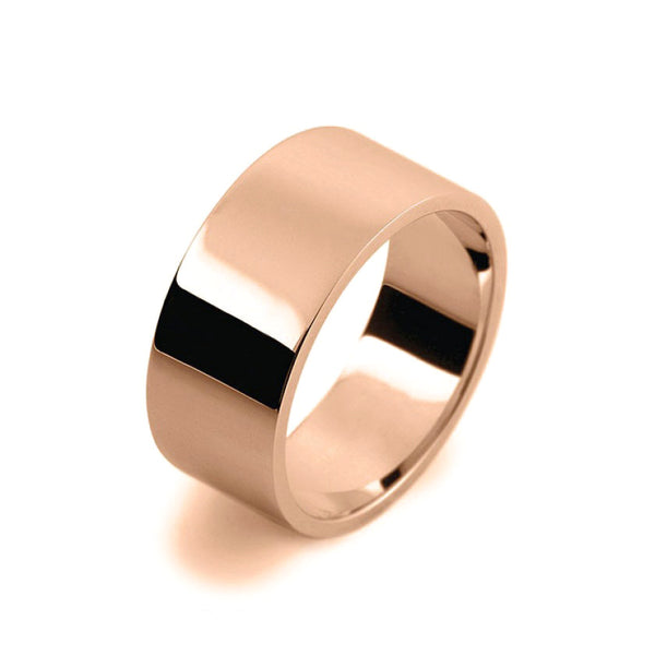 Mens 10mm 9ct Rose Gold Flat Shape Medium Weight Wedding Ring