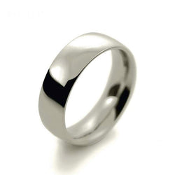 Mens 7mm 9ct White Gold Court Shape Light Weight Wedding Ring