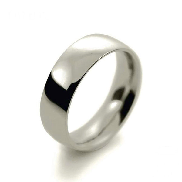 Mens 7mm 9ct White Gold Court Shape Light Weight Wedding Ring