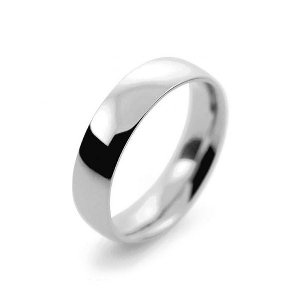 Mens 5mm Palladium 500 Court Shape Medium Weight Wedding Ring