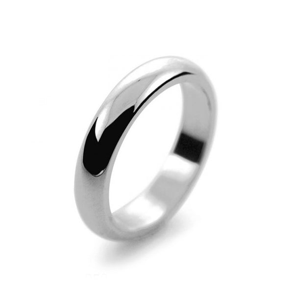 Mens 4mm Palladium 500 D Shape Heavy Weight Wedding Ring