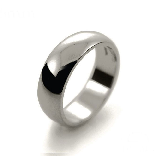 Mens 7mm Palladium 500 D Shape Medium Weight Wedding Ring