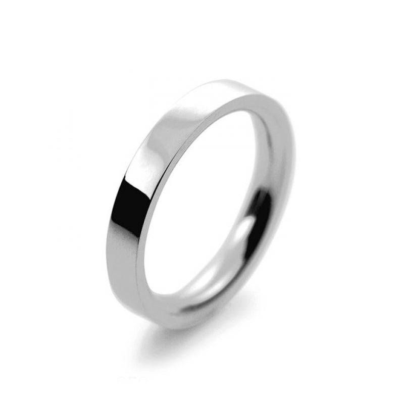 Mens 3mm Palladium 500 Flat Court shape Heavy Weight Wedding Ring