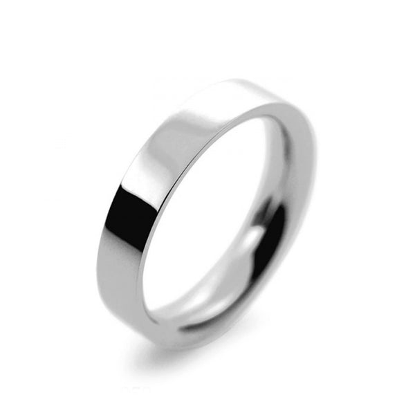 Mens 4mm Palladium 500 Flat Court shape Heavy Weight Wedding Ring