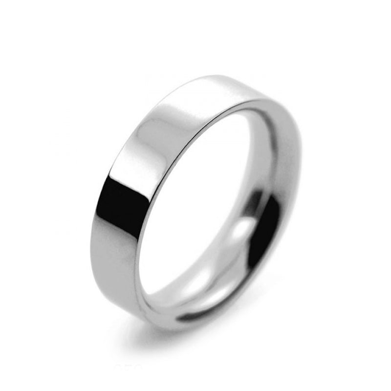 Mens 5mm Palladium 500 Flat Court shape Heavy Weight Wedding Ring