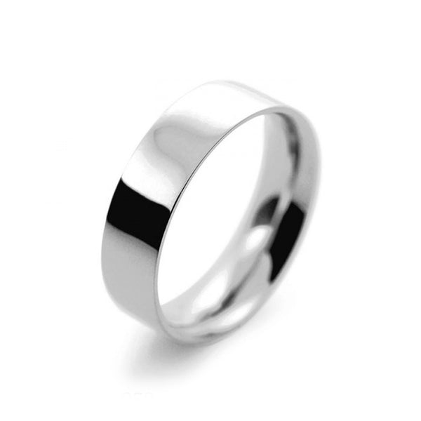 Mens 6mm Palladium 500 Flat Court shape Medium Weight Wedding Ring