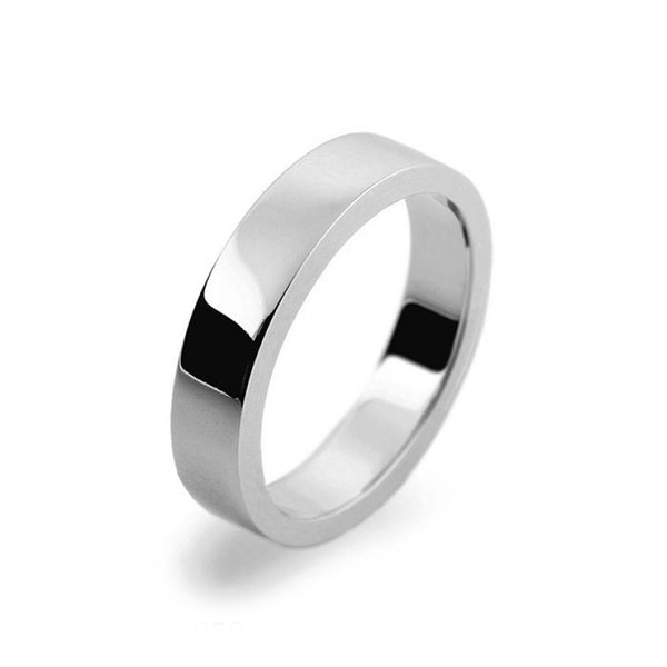 Mens 4mm Palladium 500 Flat Shape Heavy Weight Wedding Ring