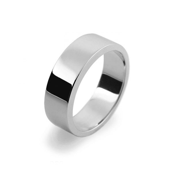 Mens 6mm Palladium 500 Flat Shape Heavy Weight Wedding Ring