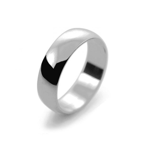 Mens 6mm Platinum 950 D Shape Light Weight Wedding Ring