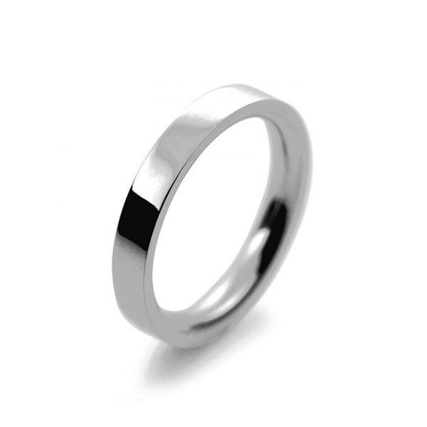 Mens 3mm Platinum 950 Flat Court shape Heavy Weight Wedding Ring