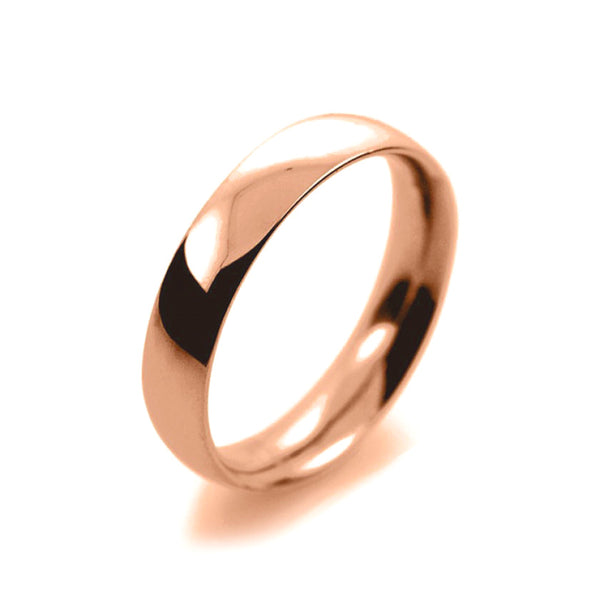 Mens 4mm 18ct Rose Gold Court Shape Medium Weight Wedding Ring