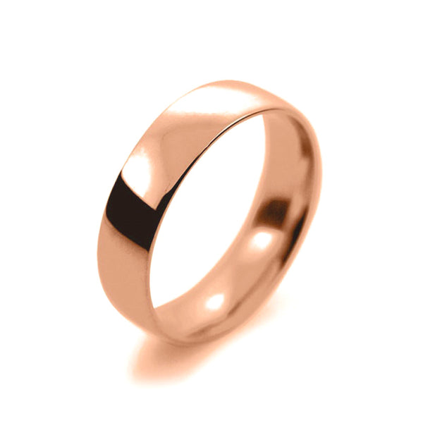 Mens 5mm 18ct Rose Gold Court Shape Light Weight Wedding Ring