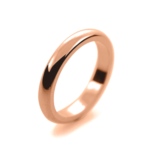 Mens 3mm 18ct Rose Gold D Shape Heavy Weight Wedding Ring