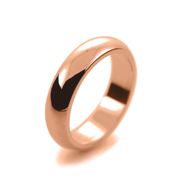 Mens 6mm 18ct Rose Gold D Shape Light Weight Wedding Ring