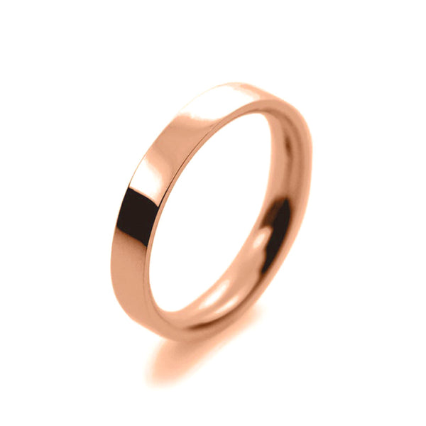 Mens 3mm 18ct Rose Gold Flat Court shape Medium Weight Wedding Ring