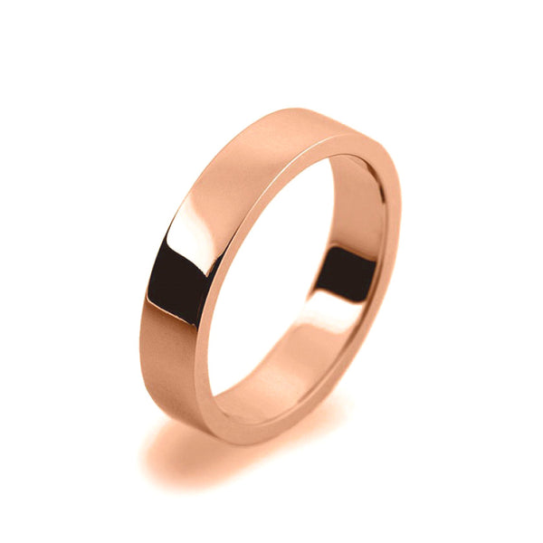 Mens 4mm 18ct Rose Gold Flat Shape Medium Weight Wedding Ring