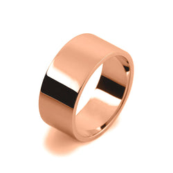 Mens 10mm 18ct Rose Gold Flat Shape Medium Weight Wedding Ring