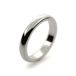 Mens 3mm 18ct White Gold D Shape Heavy Weight Wedding Ring