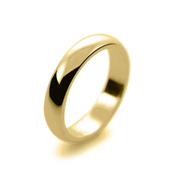 Mens 4mm 18ct Yellow Gold D Shape Medium Weight Wedding Ring