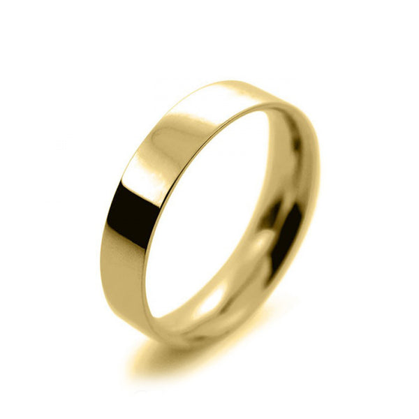 Mens 4mm 18ct Yellow Gold Flat Court shape Light Weight Wedding Ring