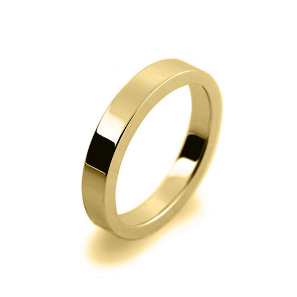 Mens 3mm 18ct Yellow Gold Flat Shape Heavy Weight Wedding Ring